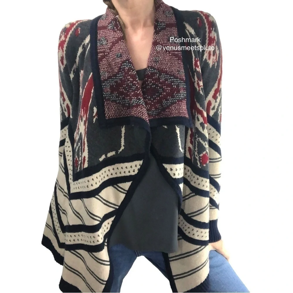 St John's Bay Sweater Cardigan Women M Open Casual Cabin Southwest Cozy Western